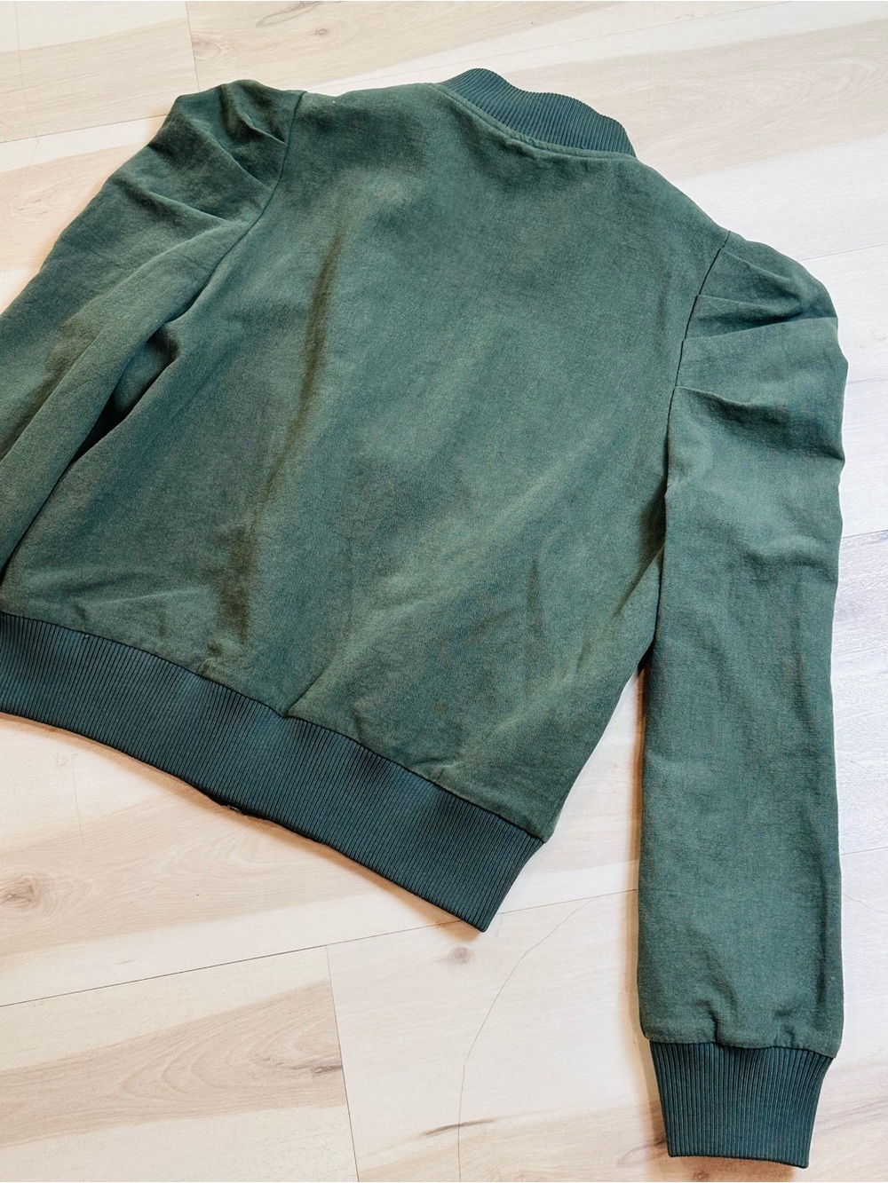 Anthropologie Dolan Jacket Womens Sz M Olive Canvas Puff Sleeve Bomber Zip - Picture 6 of 10
